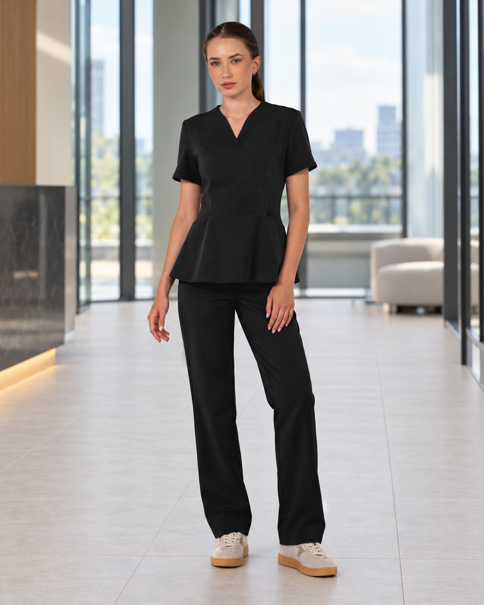 OPAL Black Scrub Top - Close up details