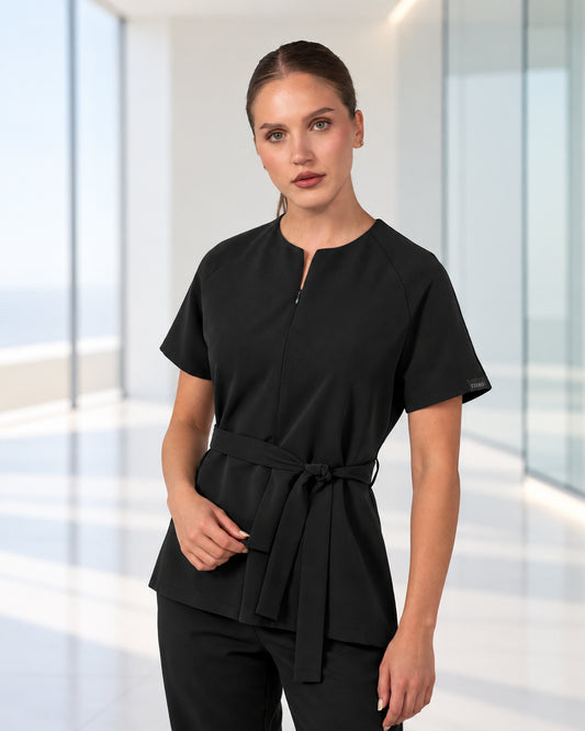 TRINA Black Scrub Top