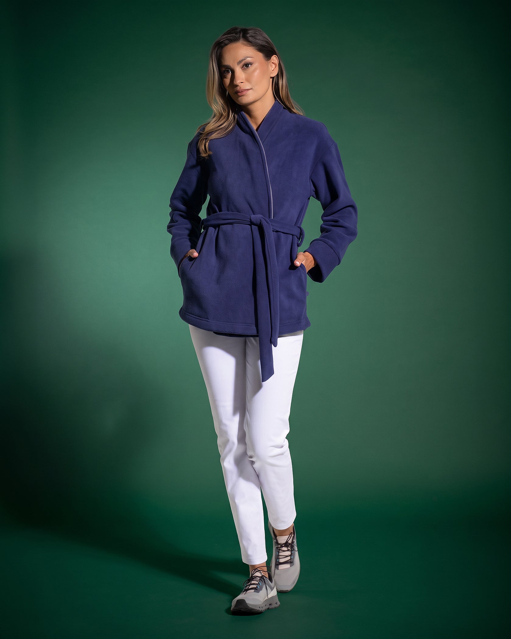 Women's COZY indigo medical coat - Close up details