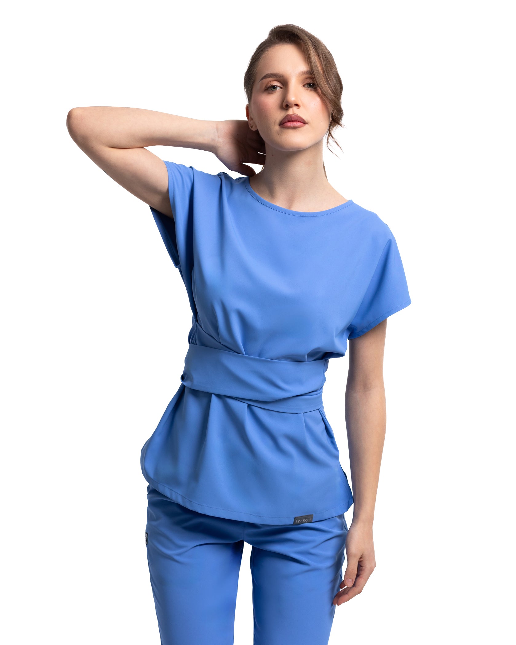 Bluza medicala CELESTE ciel - Detalii close up