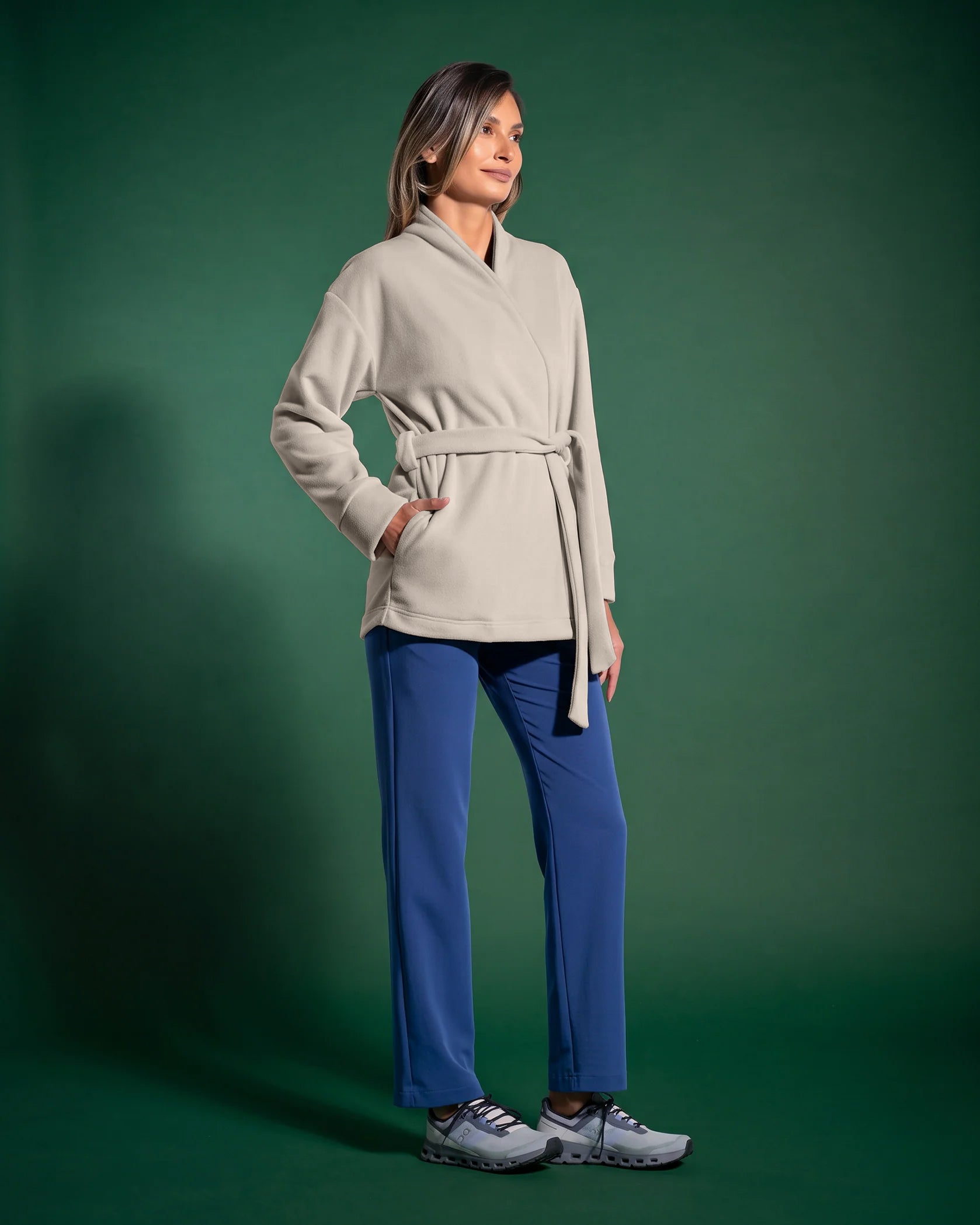 Halat medical dama COZY grej - Close up details