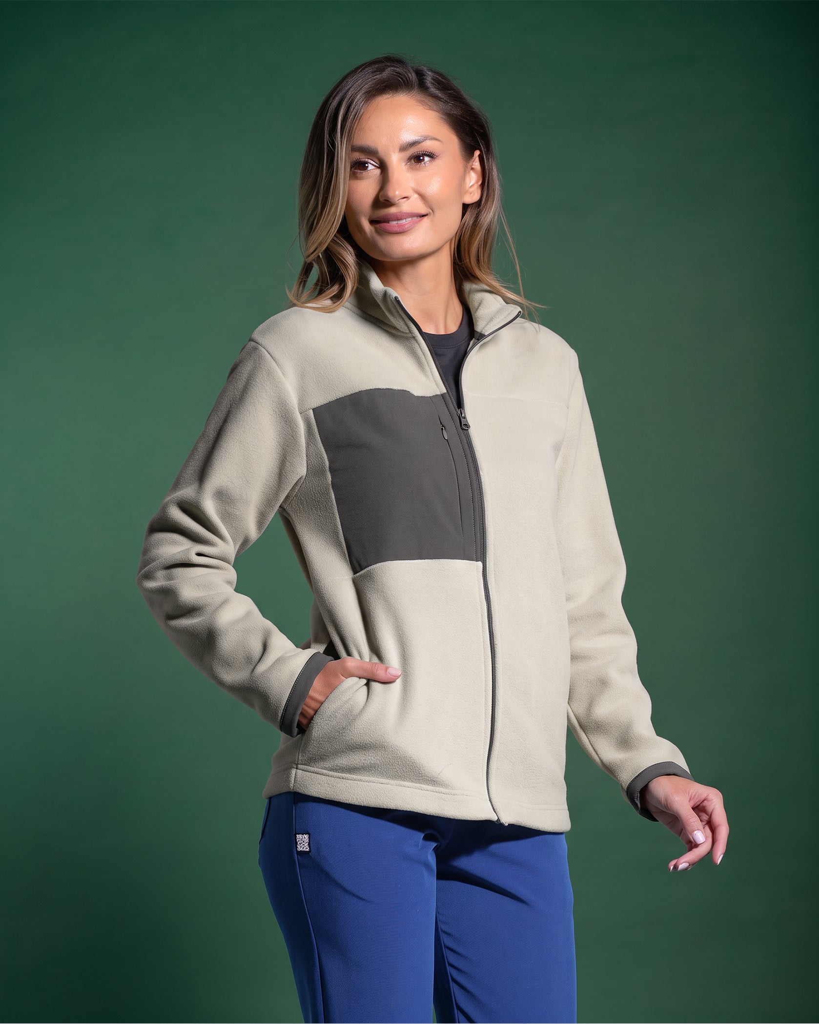 Women's CLOUD Greige Medical Jacket - Front view