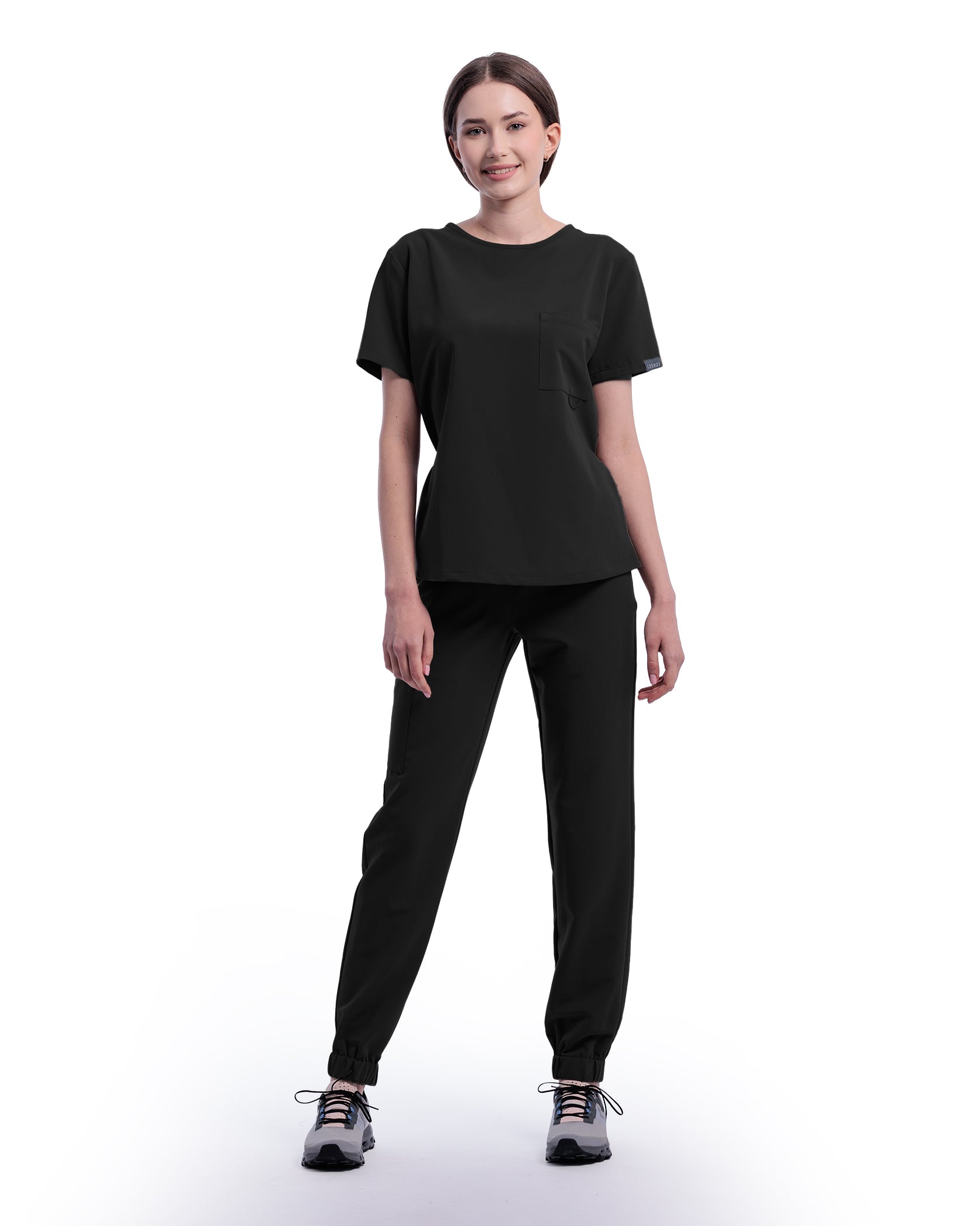 Costum medical ACTIVE Negru - Front view