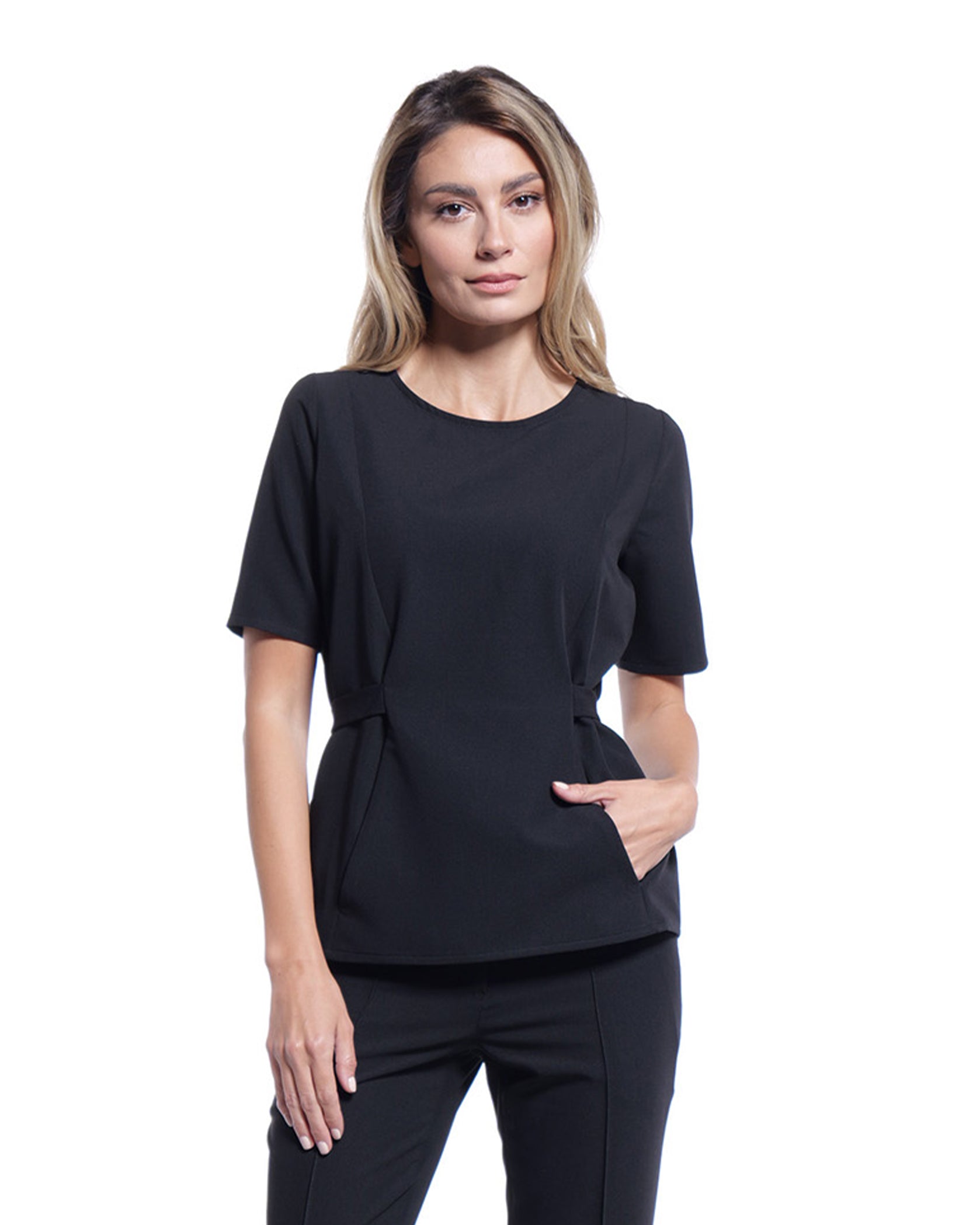 Women's Scrub Set CONTOUR Black - Close up details