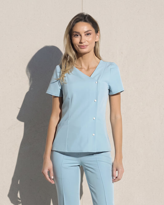 PERLA Blue Scrub Top