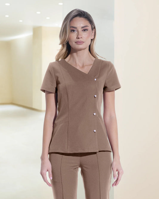 PERLA Cappuccino Scrub Top