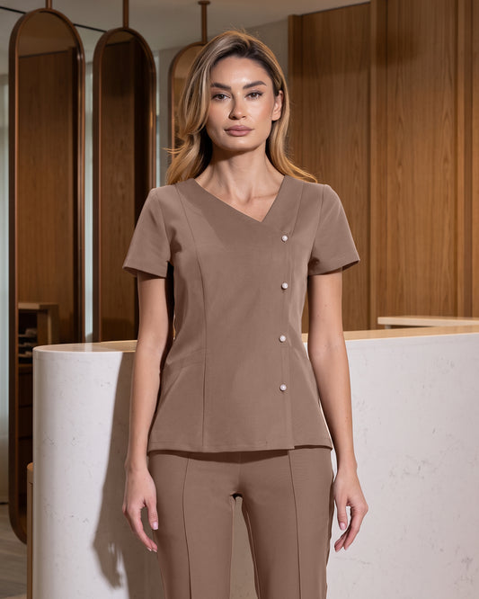 PERLA Cappuccino Scrub Top