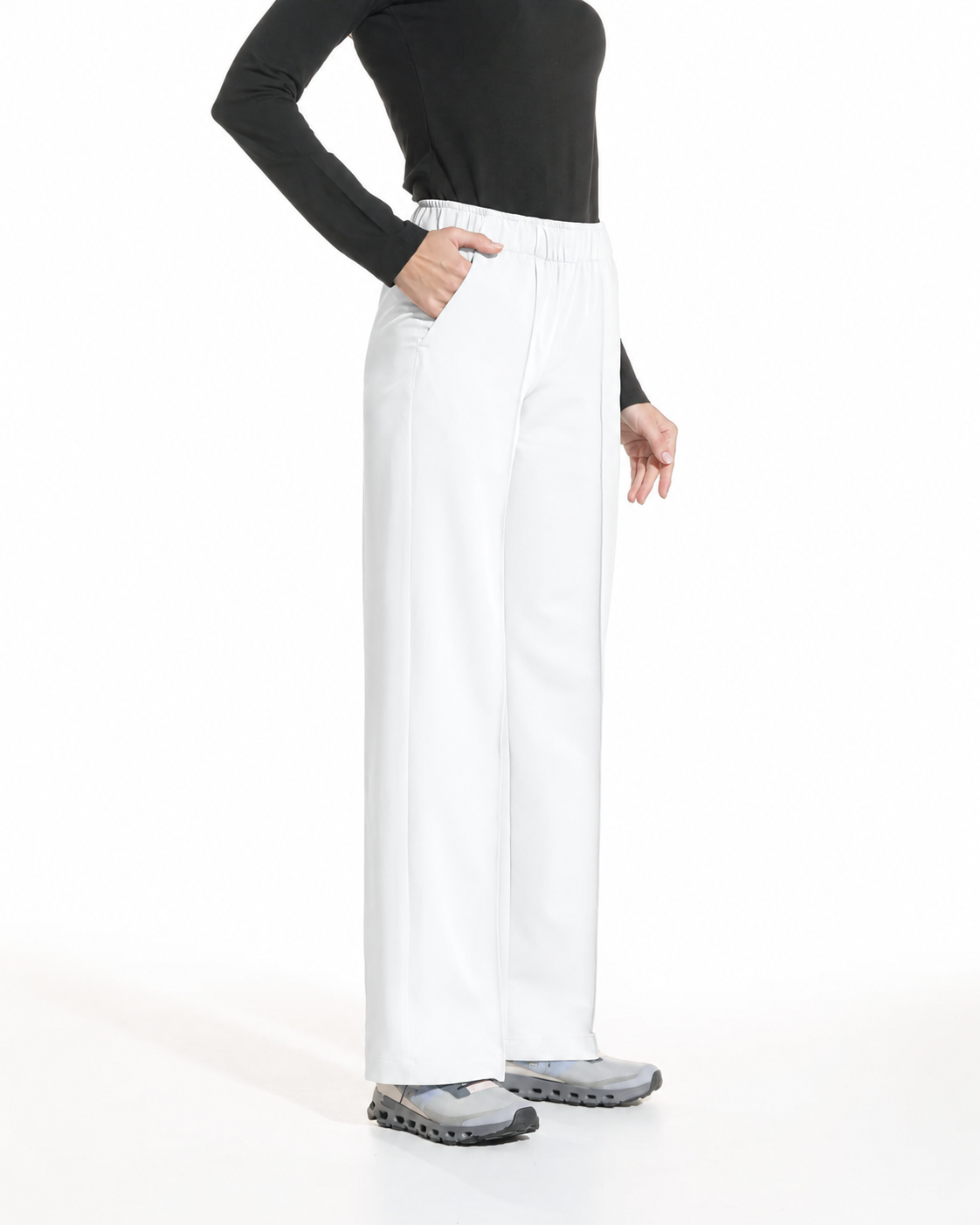 PALAZZO white medical trousers - Close up details