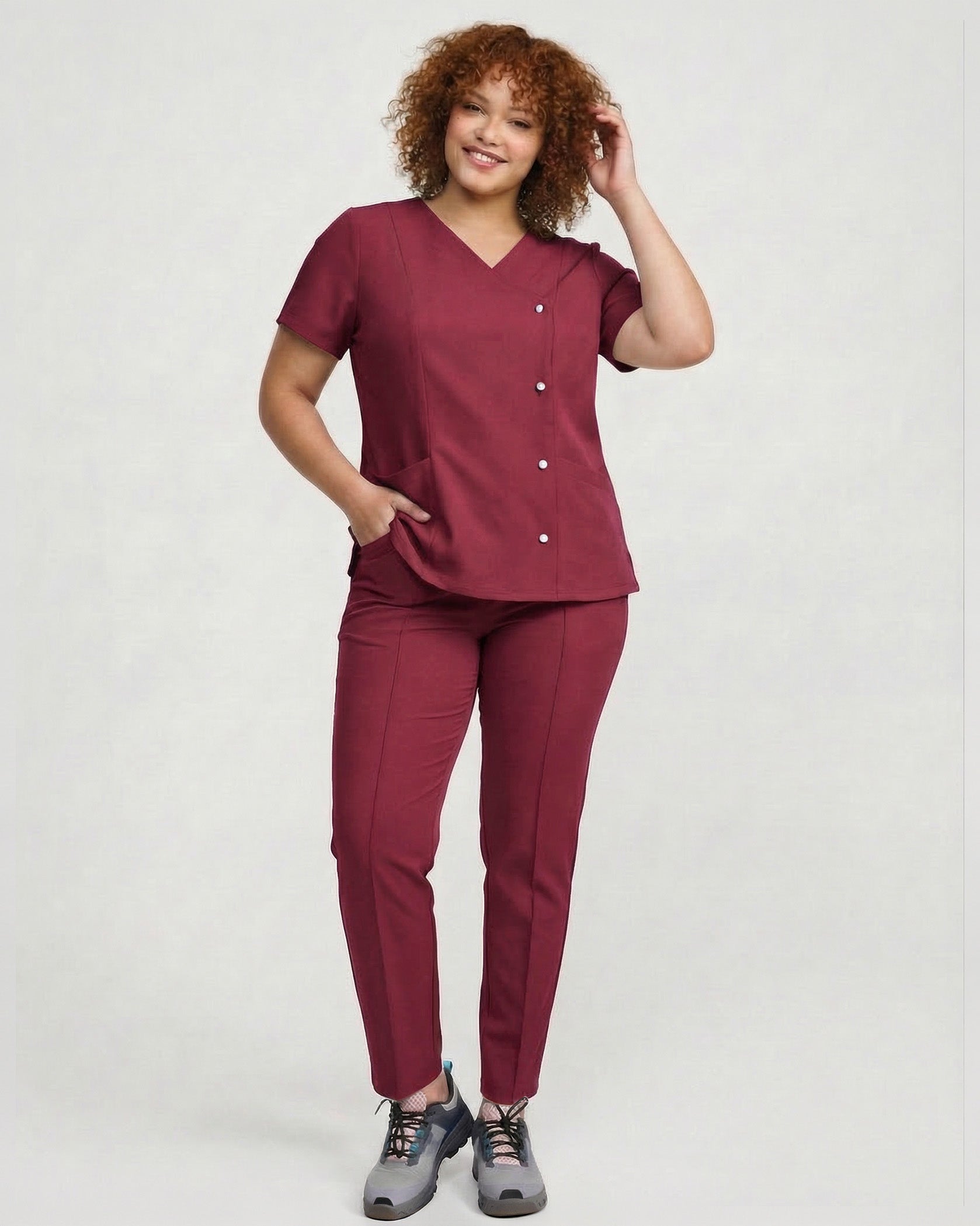 PERLA Burgundy Scrub Top - Image 6