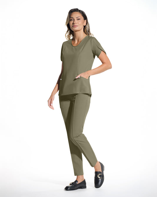 PETALI Olive Scrub Top