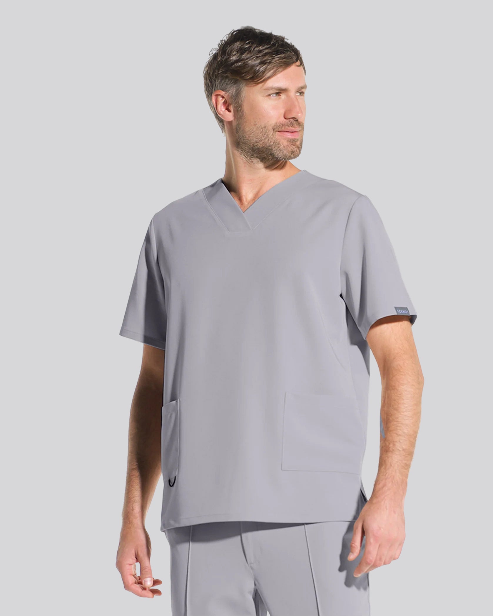 RAND Grey Scrub Top - Front view