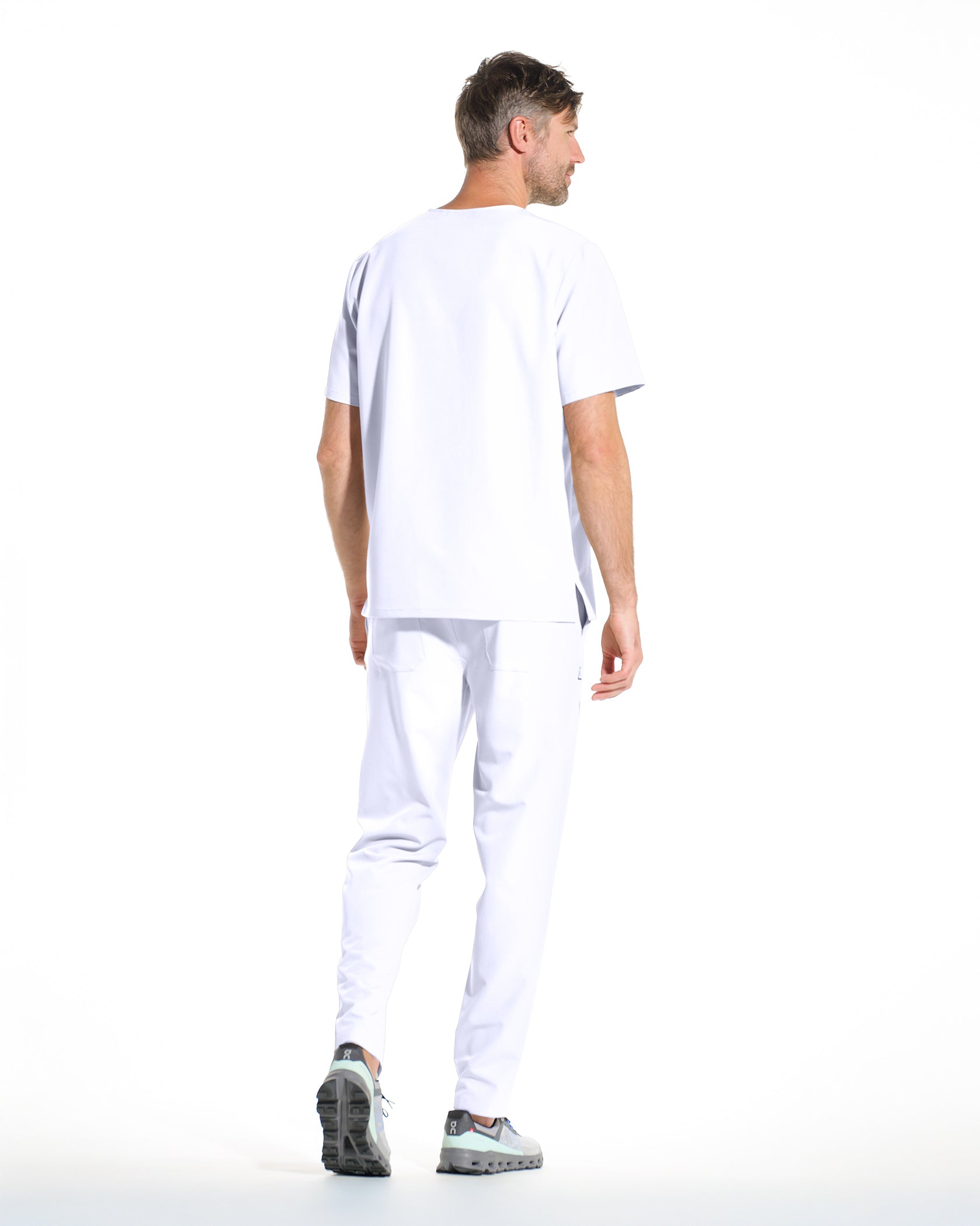 Pantaloni medicali barbati NORM alb opac - Imagine 4