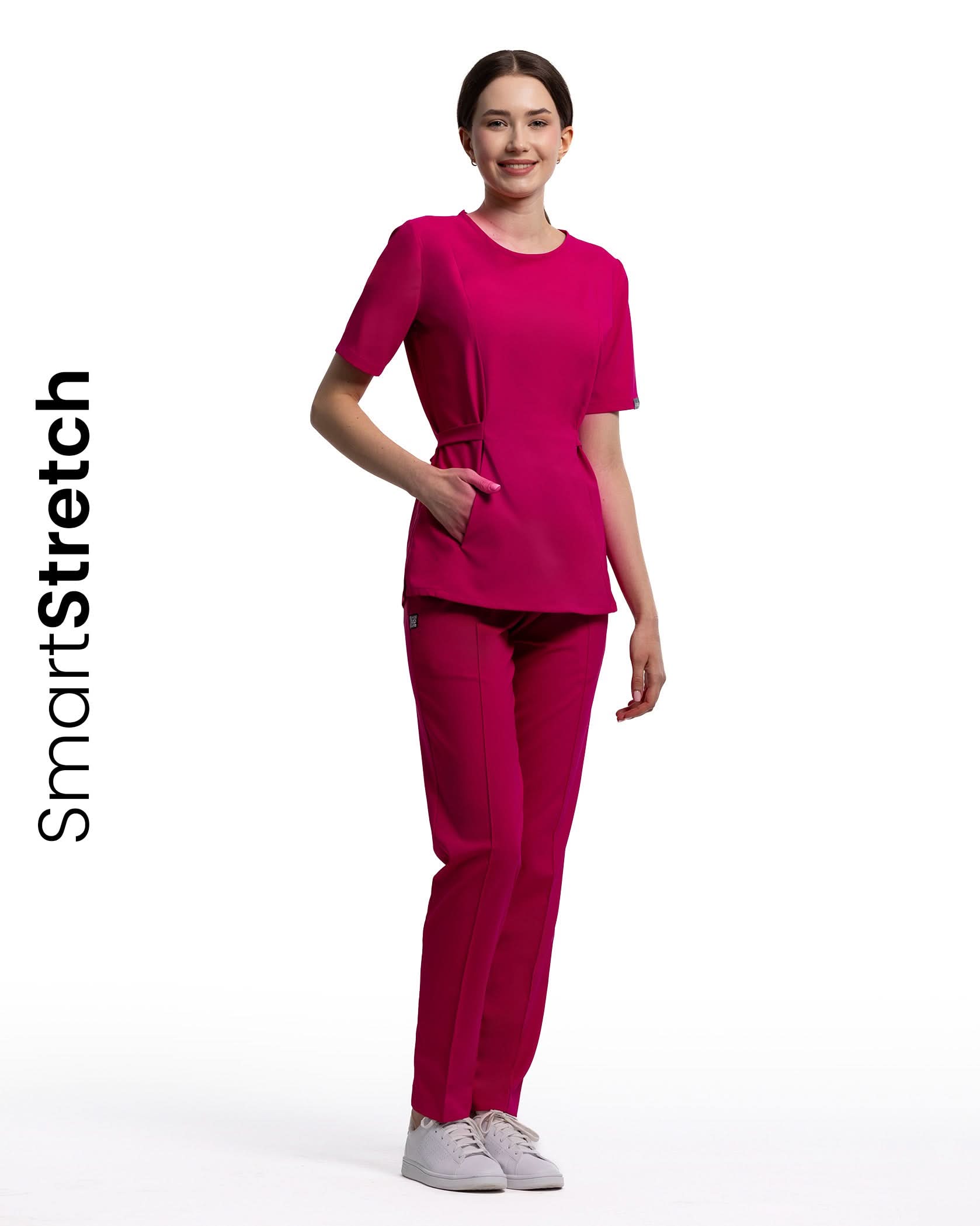 THALYA Orchid Scrub Top - Front view