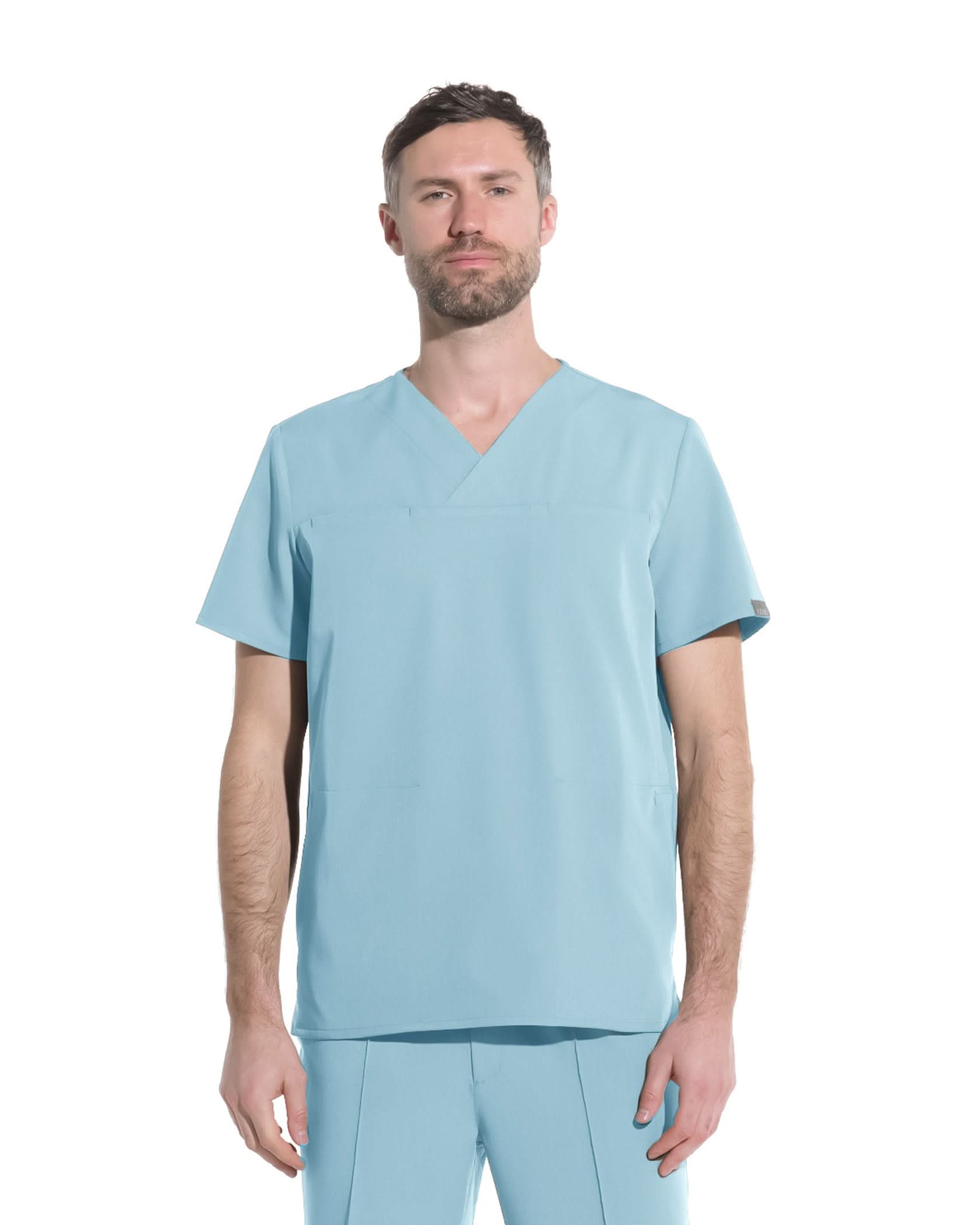 WAVE Blue Scrub Top - Close up details