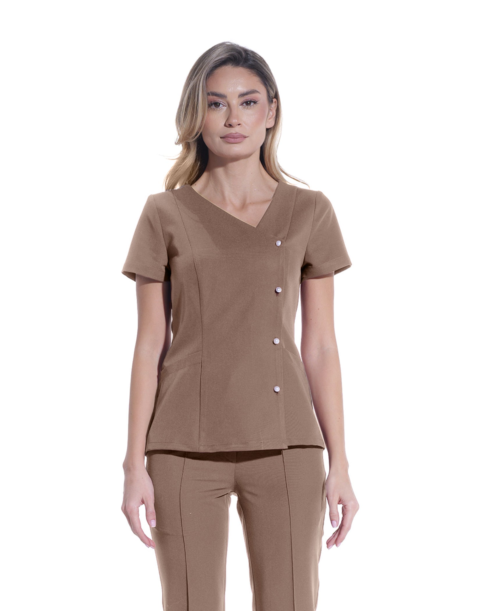 PERLA Cappuccino Scrub Top - Image 3