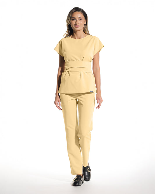 Bluza medicala dama CELESTE lemon - vedere frontala