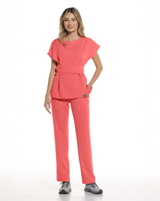 Bluza medicala dama CELESTE salmon - vedere frontala