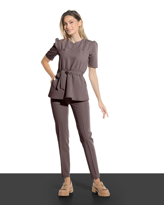 MIRA mocha medical blouse