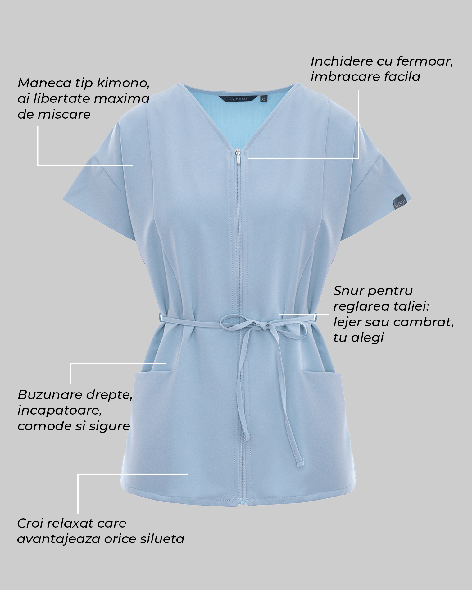 Bluza medicala dama ROSA blue - 1zero1.ro