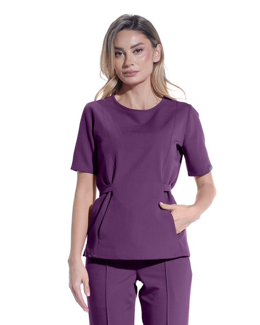 THALYA plum medical blouse