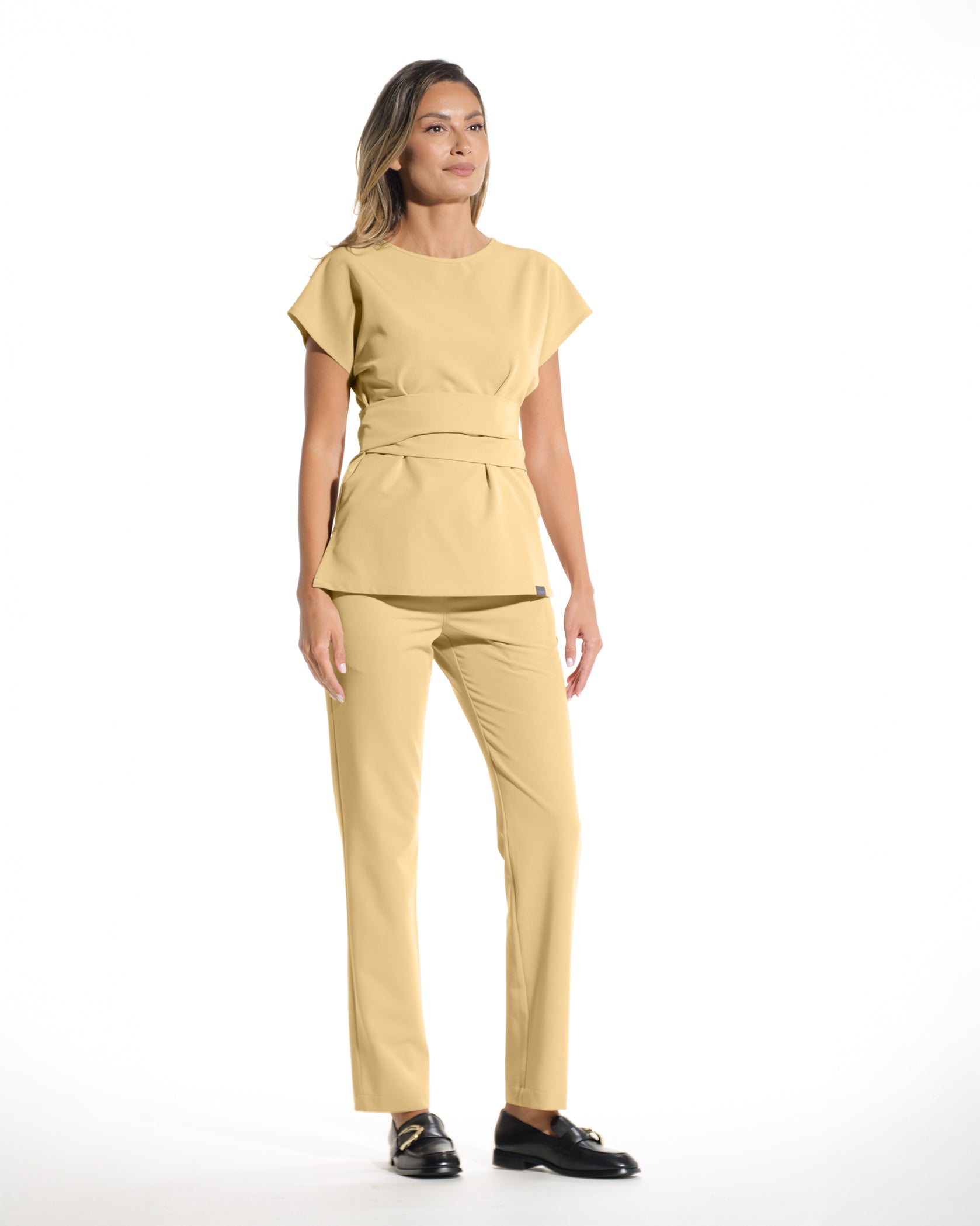 CELESTE Lemon Scrub Top - Close up details