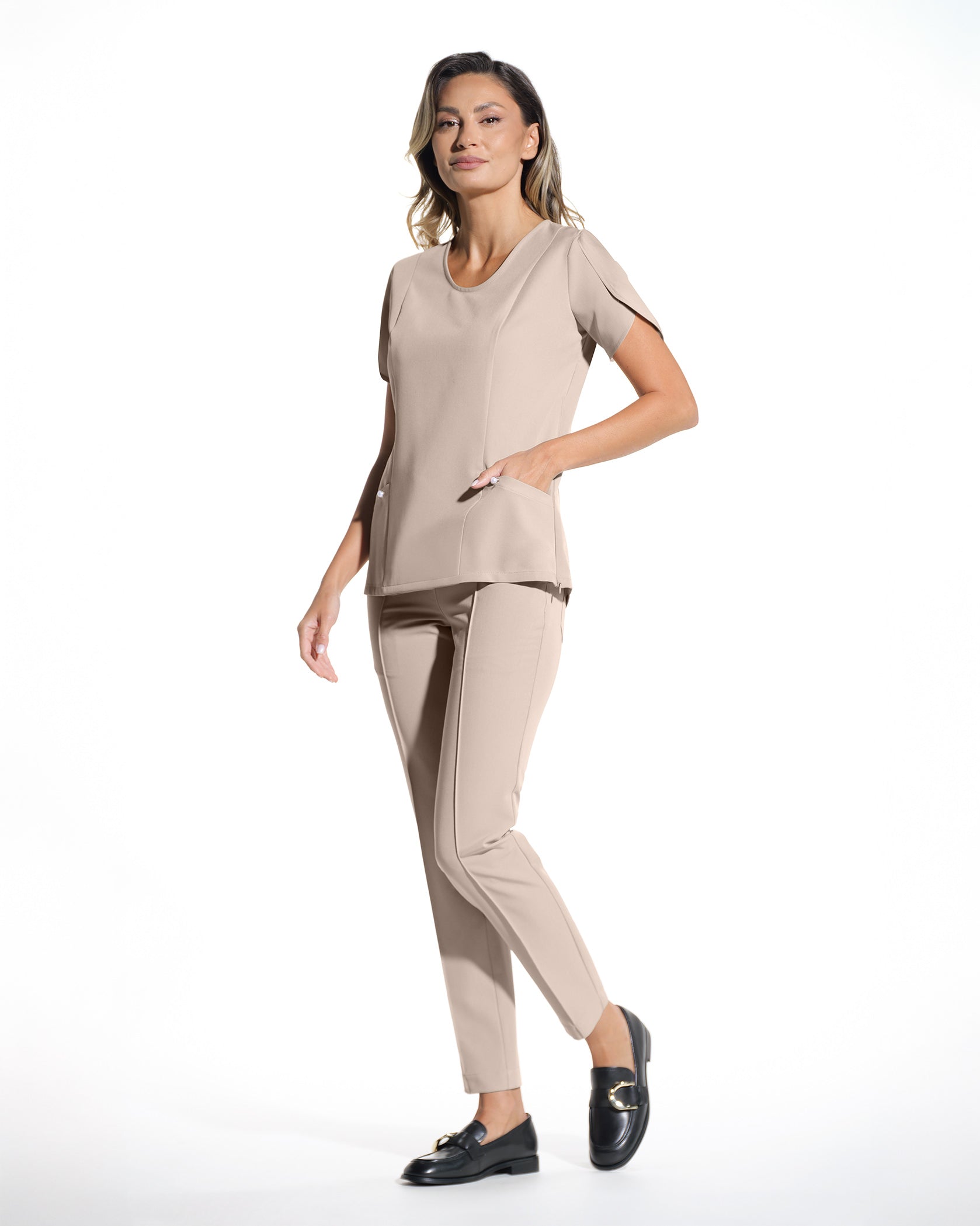 PETALI Latte Scrub Top - Image 5