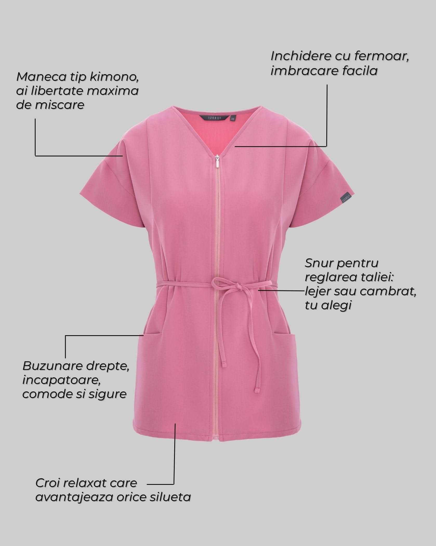 Bluza medicala dama ROSA rose dust - 1zero1.ro