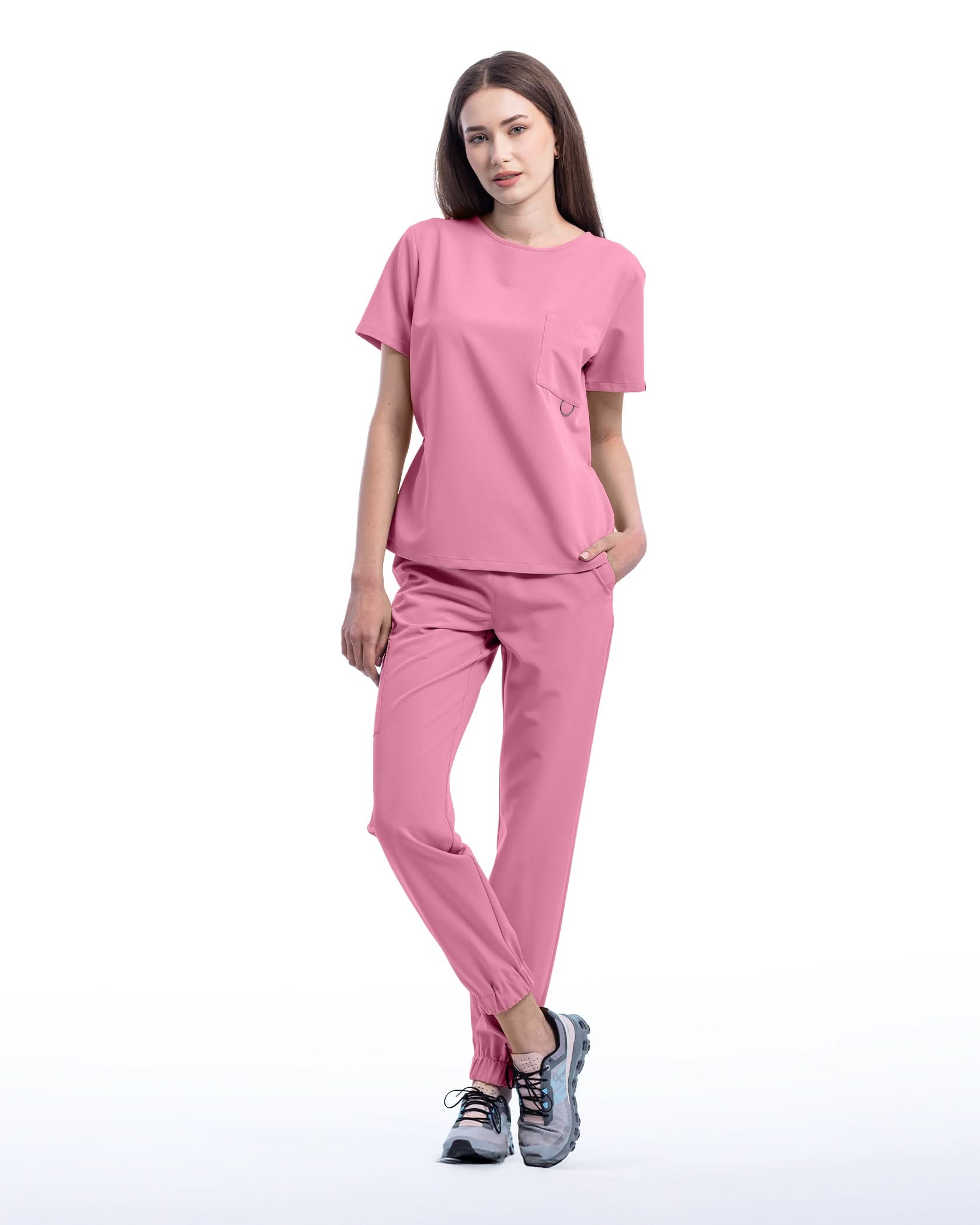 FLOW Rose Dust Scrub Top - Front view
