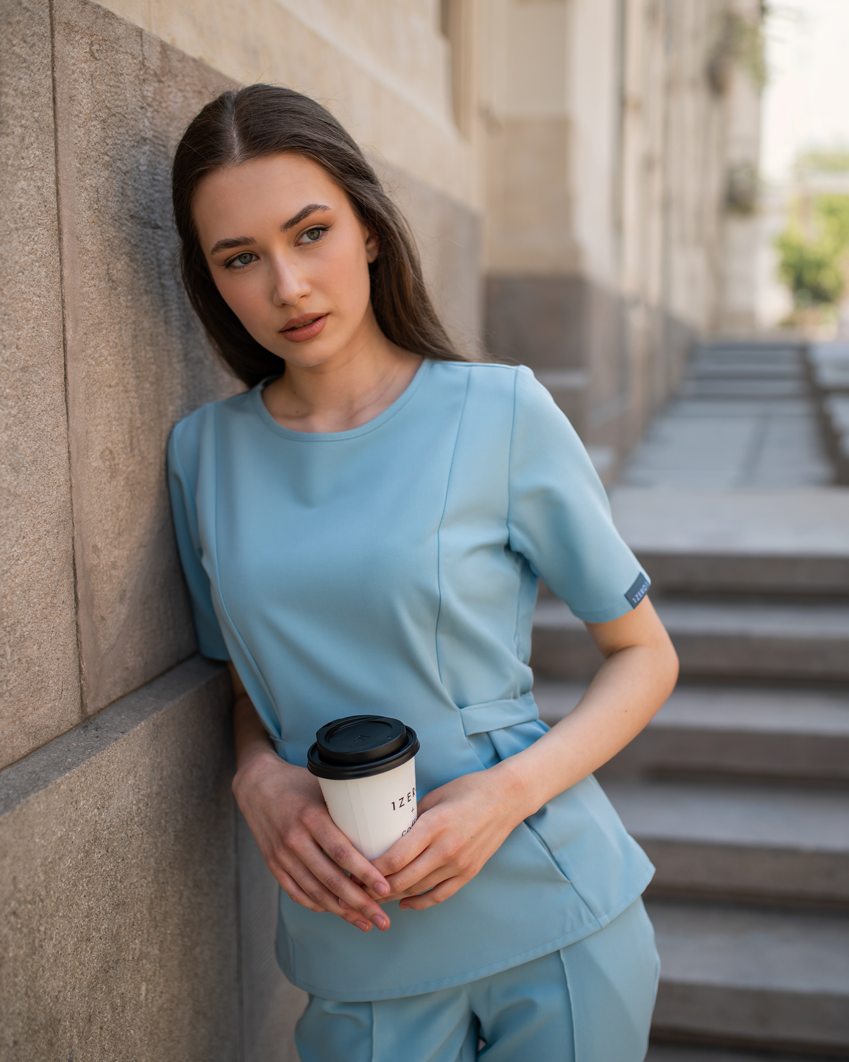 THALYA bluza medicala blue - Vedere frontala
