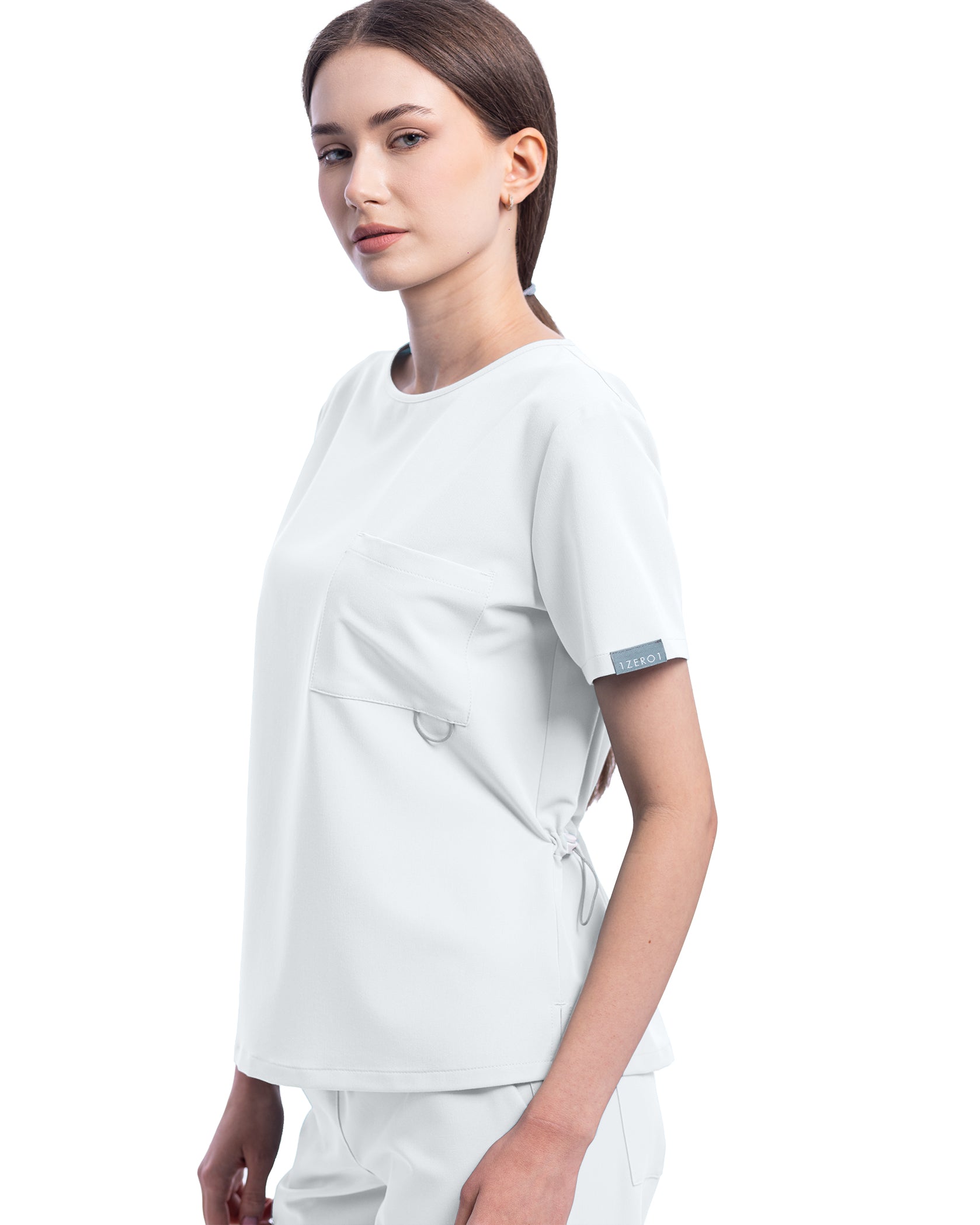 Costum medical ACTIVE Alb - Detail Nahaufnahme
