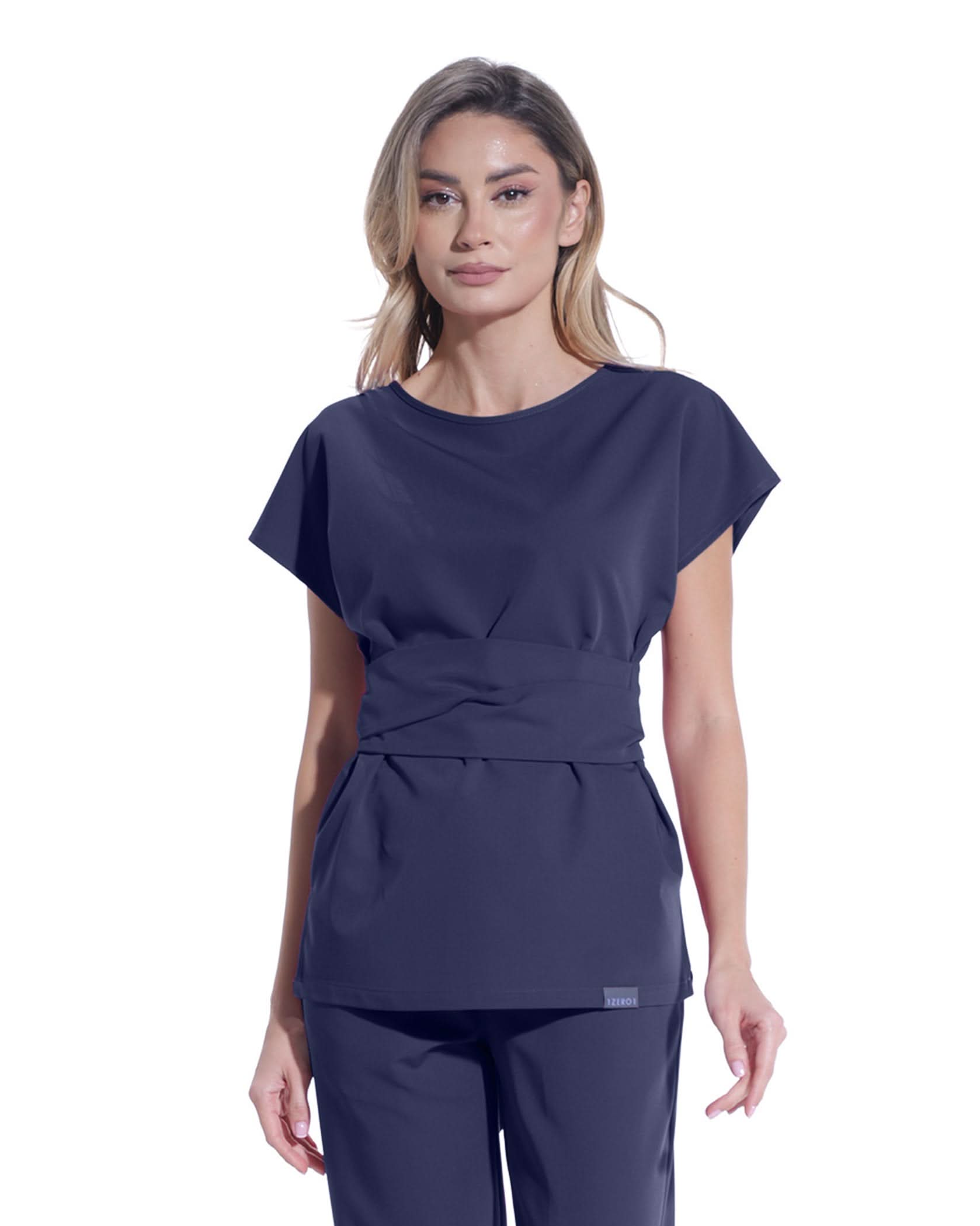 CELESTE Navy Scrub Top - Close up details