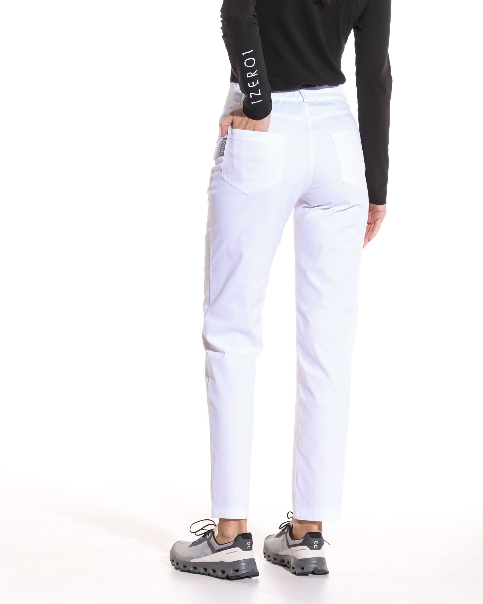 Pantaloni medicali JEANS alb dama - 1zero1.ro