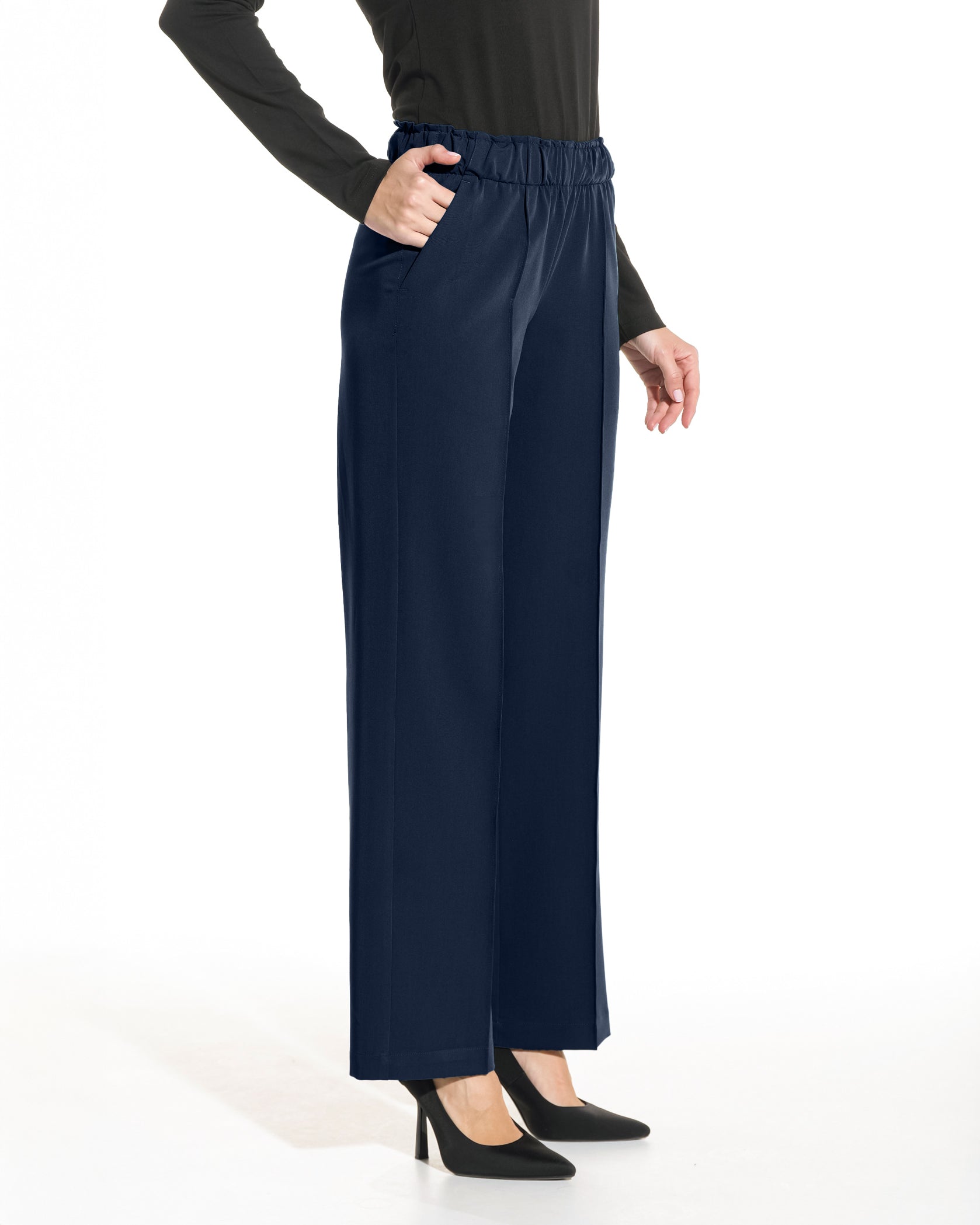 PALAZZO Navy Scrub Pants - Close up details