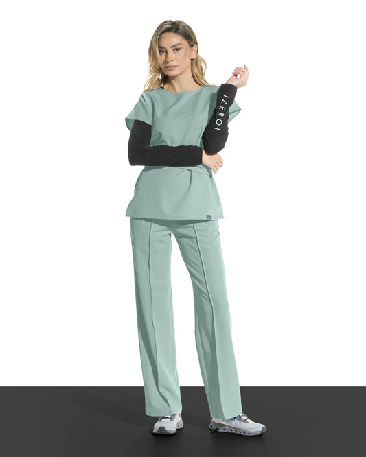 Jadefarbene Palazzo-Hose