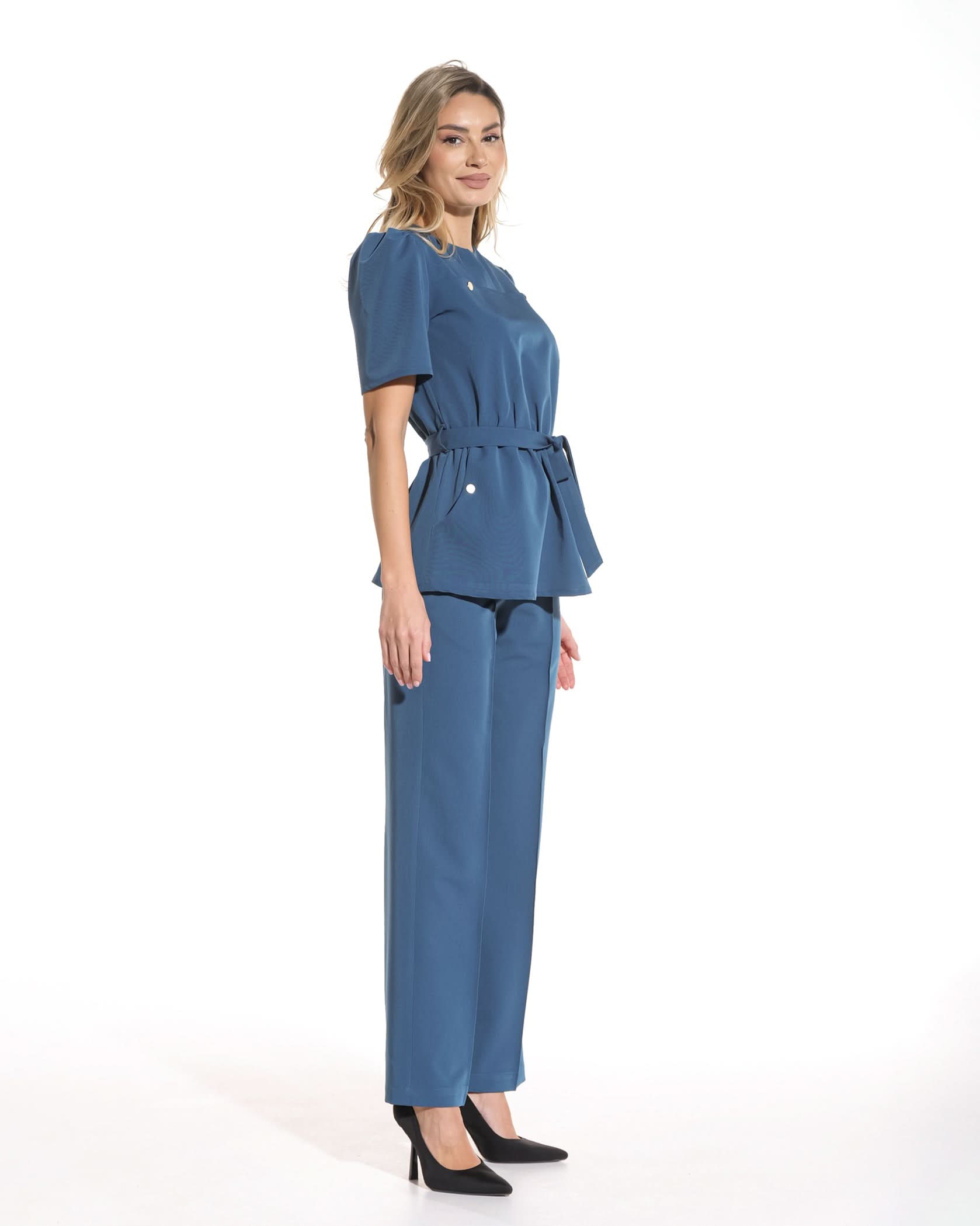 Pantaloni PALAZZO marine - 1zero1.ro