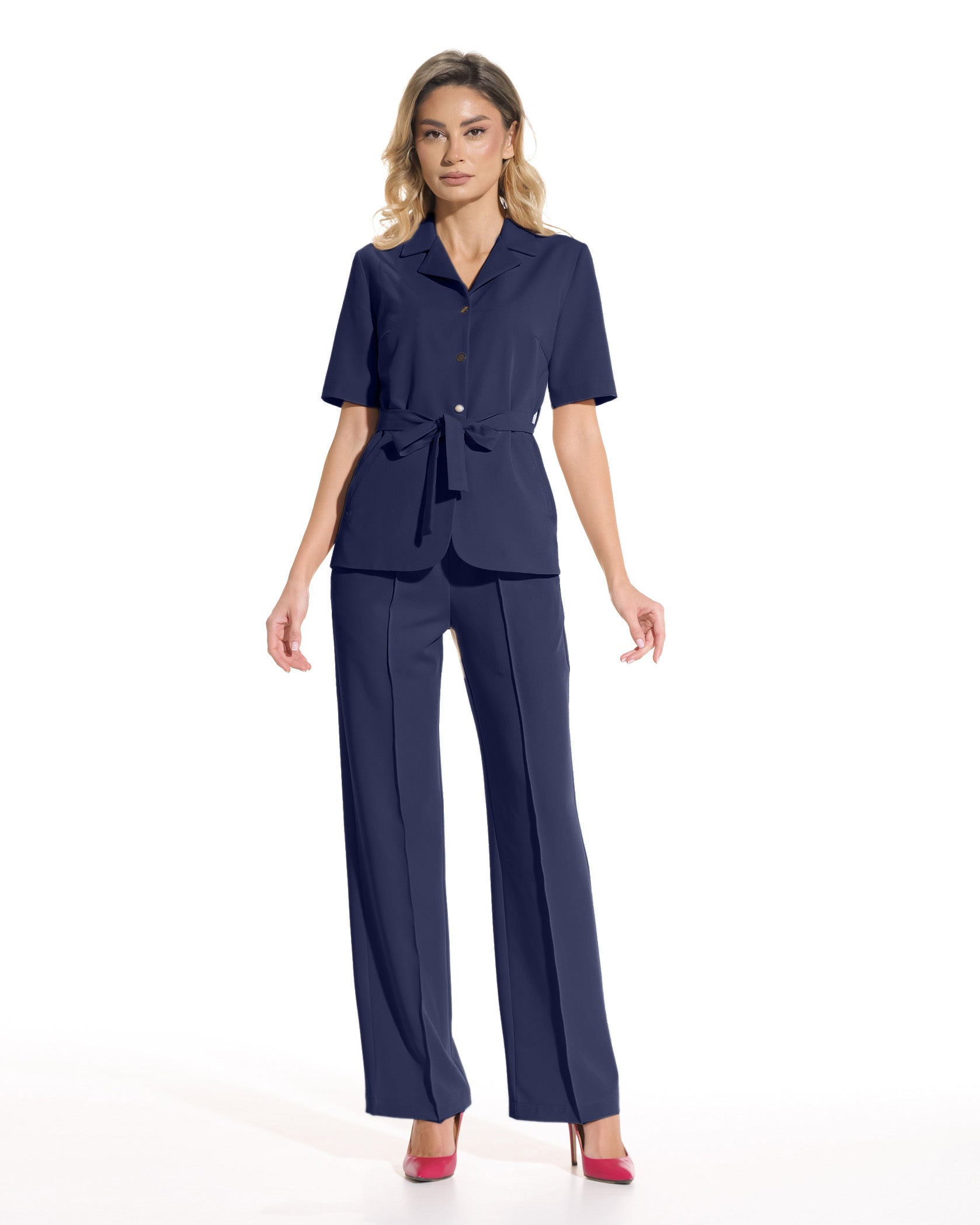 PALAZZO pantaloni medicali navy - Imagine 5