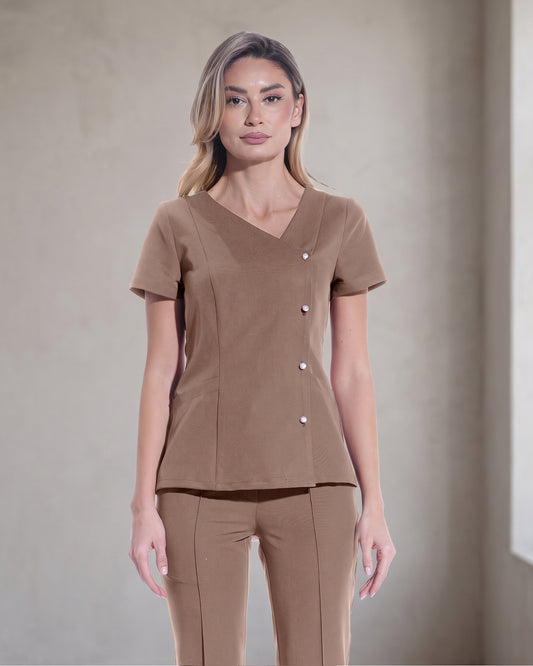 PERLA Cappuccino Scrub Top