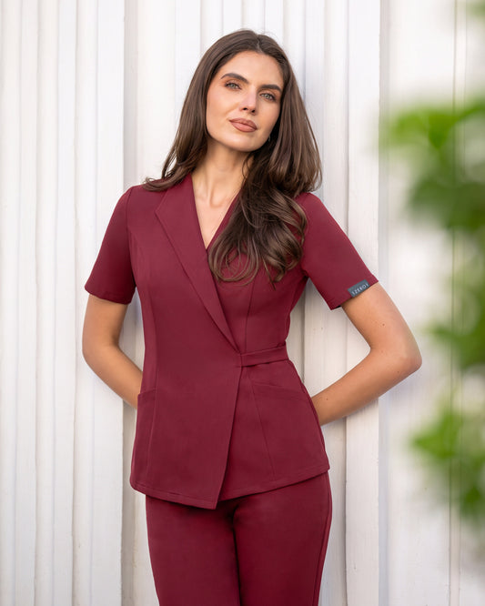 SIENA Burgundy Scrub Top