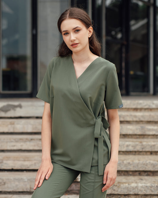 ANAIS Olive Scrub Top