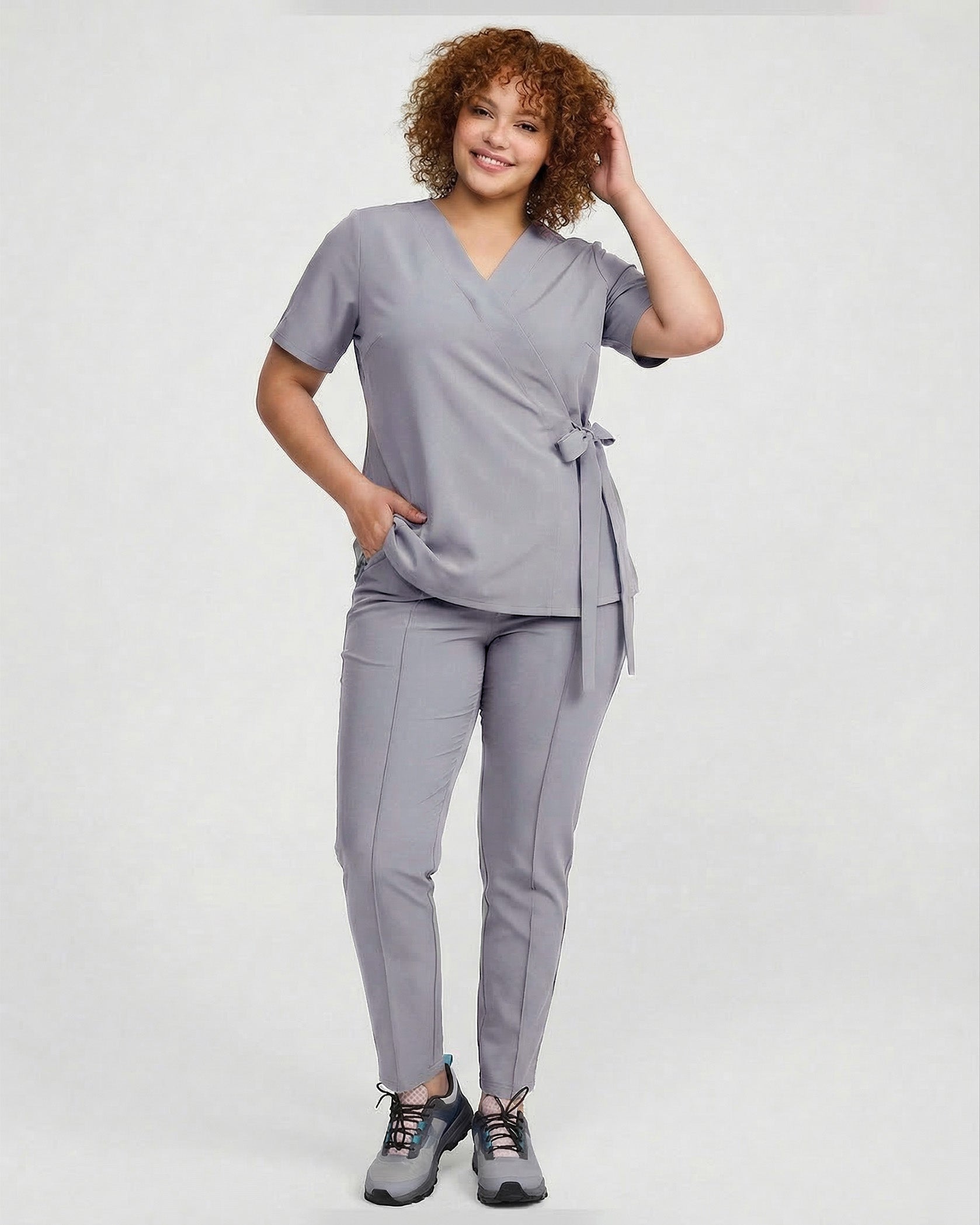 ANAIS Grey Scrub Top - Image 5