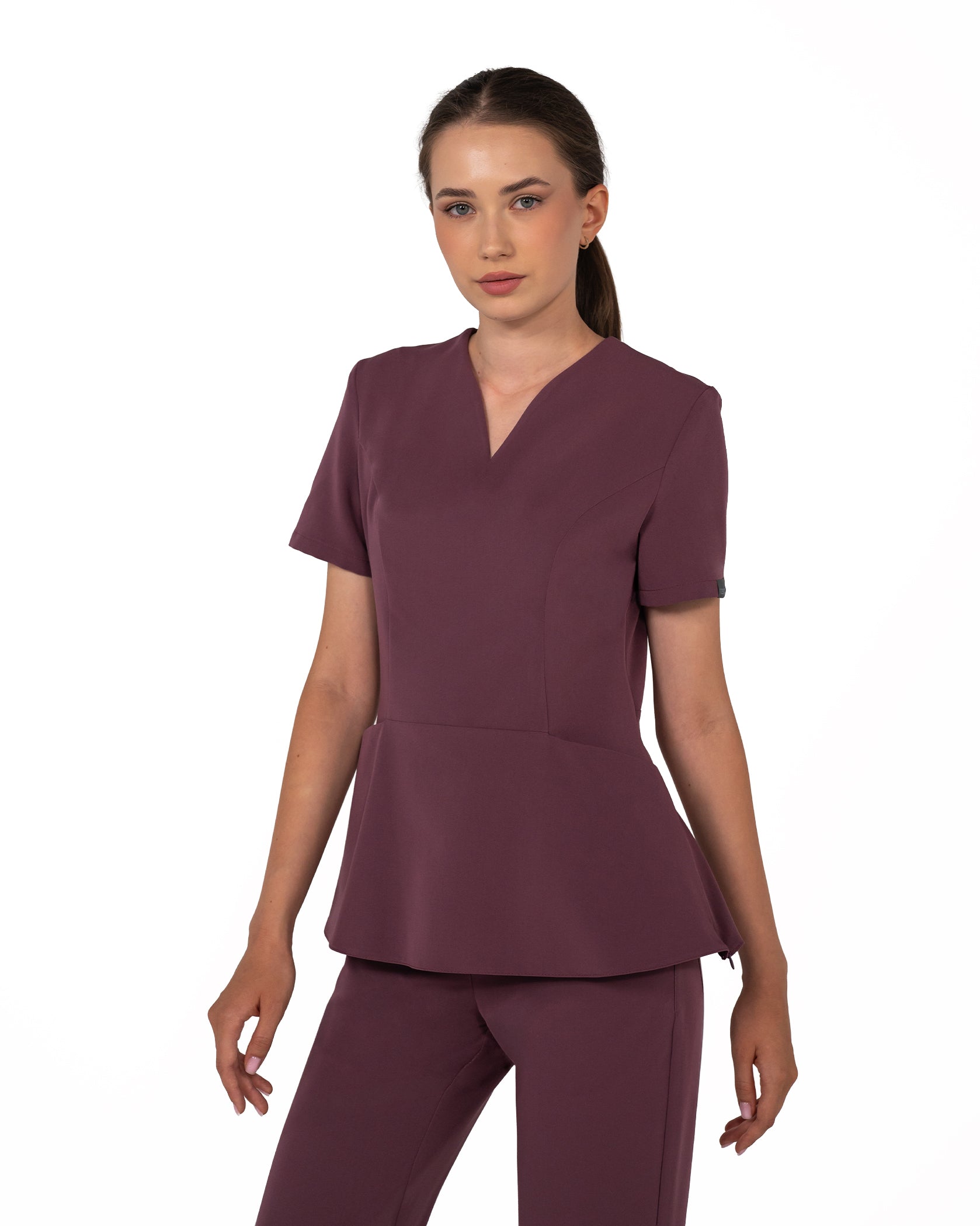 OPAL Grape Scrub Top - Close up details