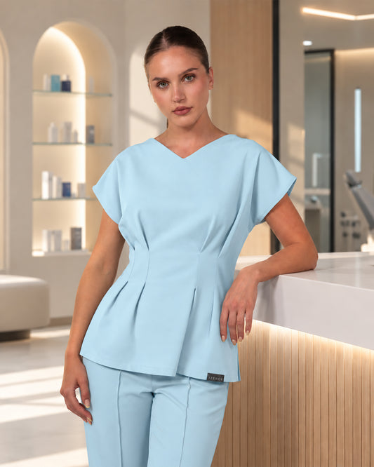 ANORA Blue Scrub Top