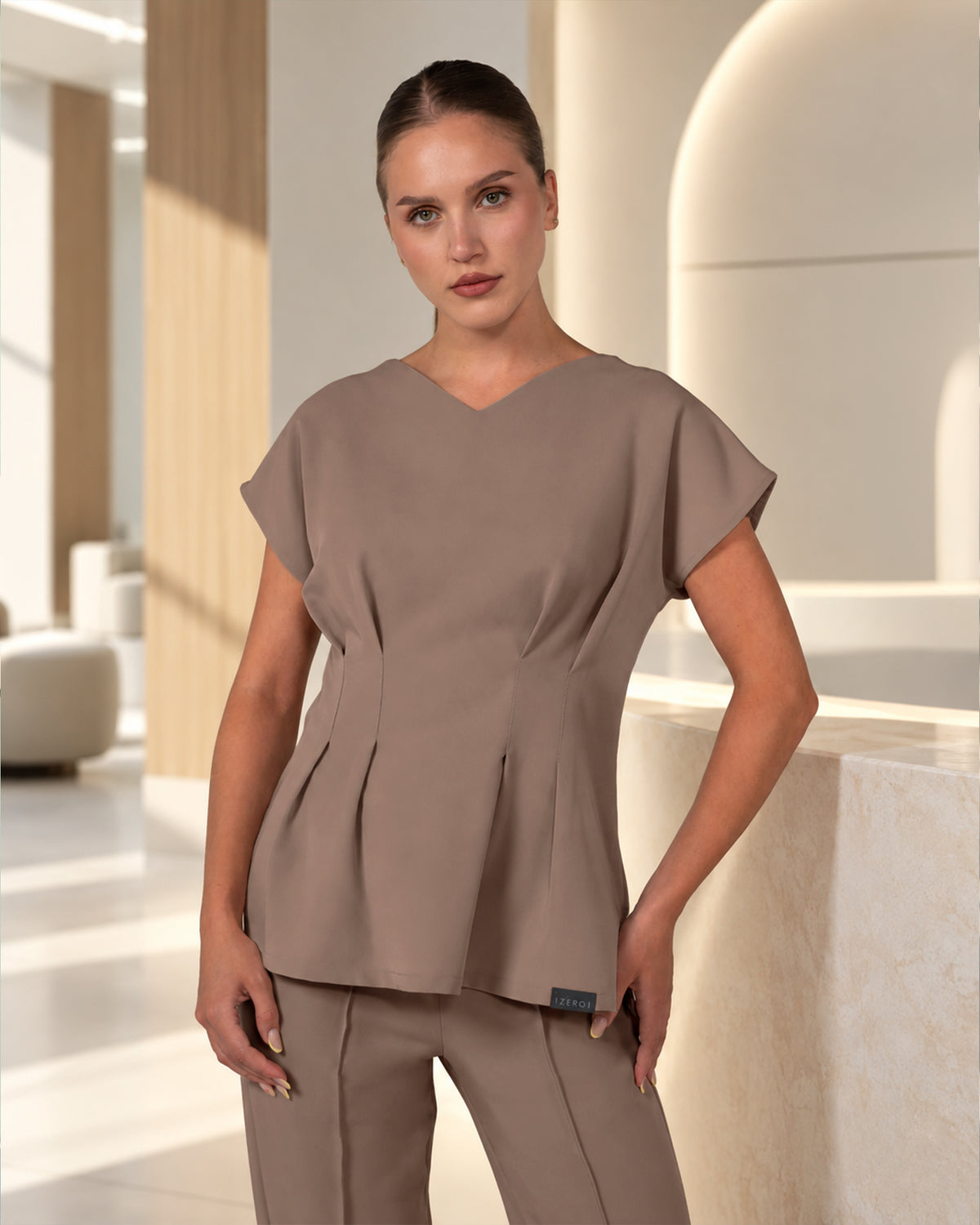 ANORA medizinische Bluse Cappuccino