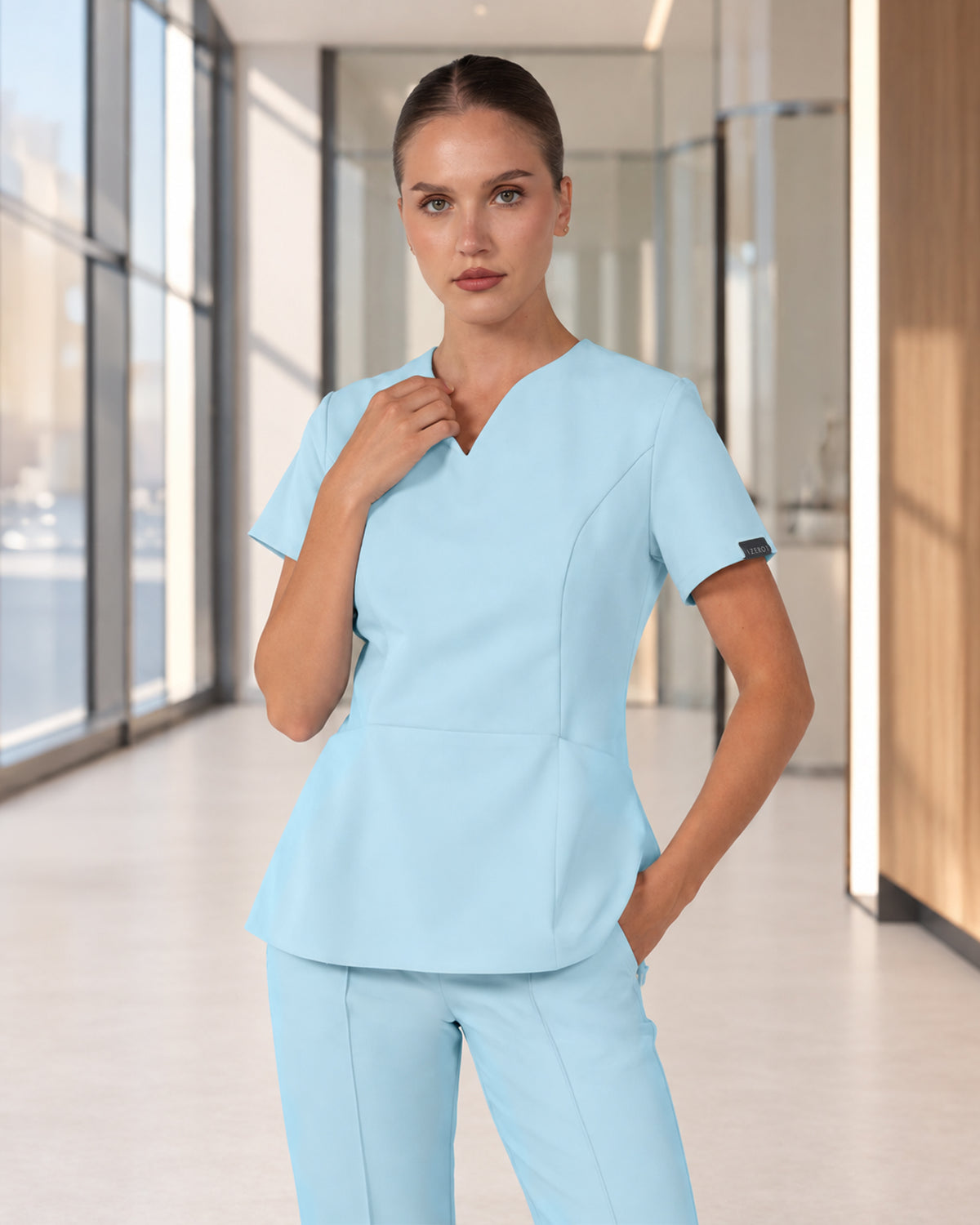 OPAL Blue Scrub Top