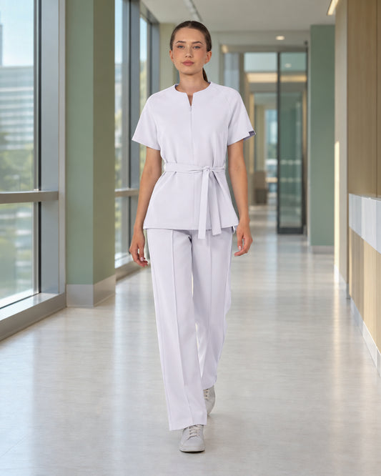 TRINA White Scrub Top