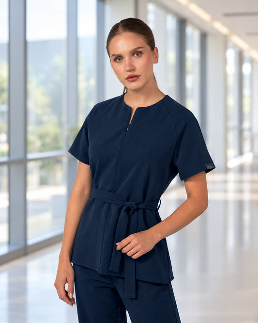 TRINA Navy Scrub Top