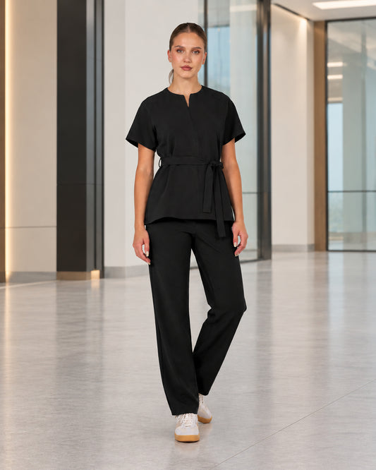 TRINA Black Scrub Top