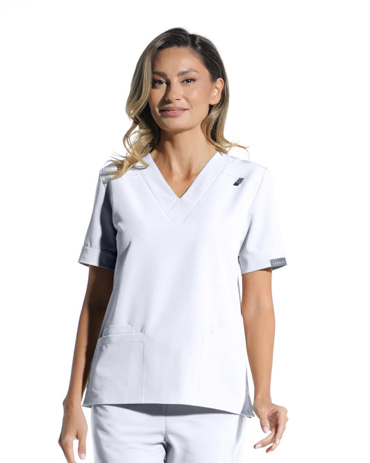 VERSO Opaque White Scrub Top