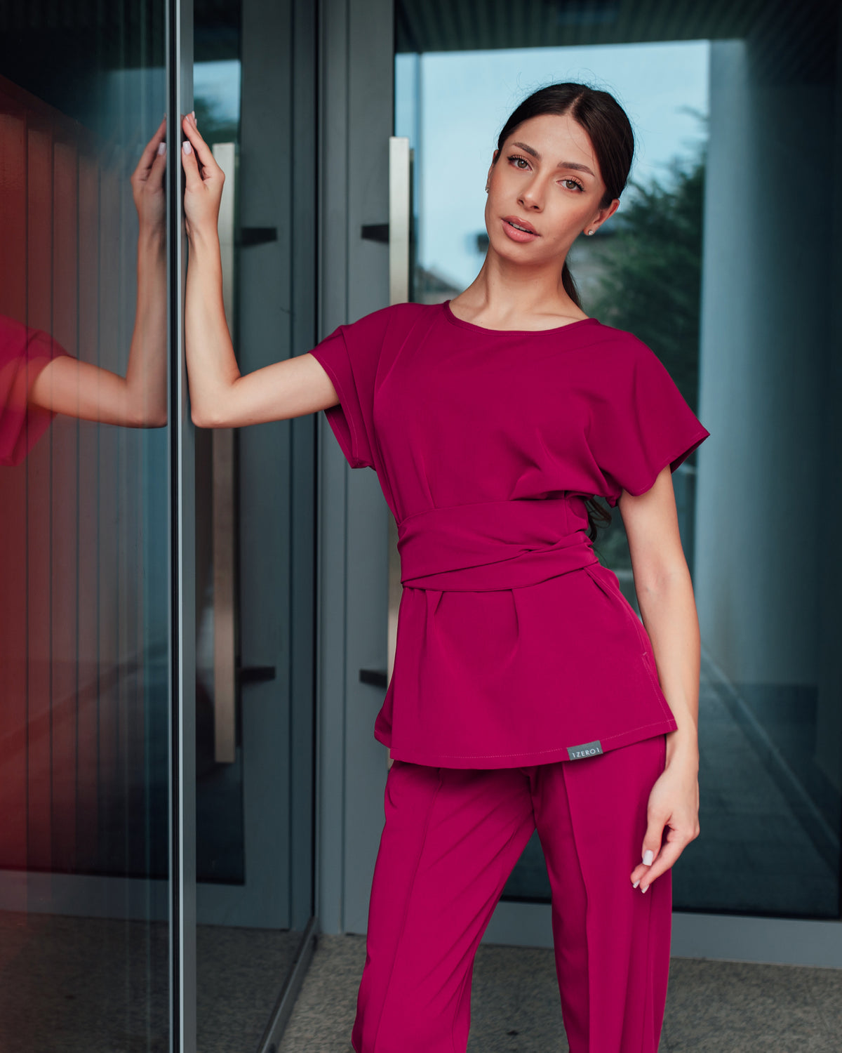 CELESTE Magenta Scrub Top