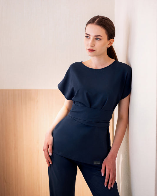 CELESTE navy medical top
